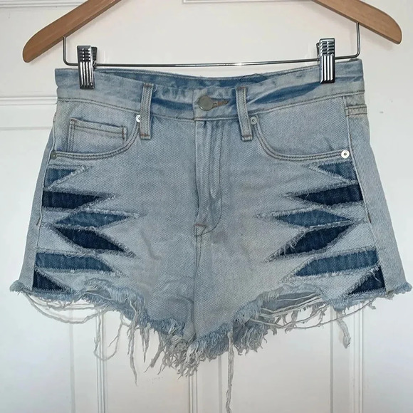 Blank The Barrow Diamond Patch Denim Shorts - Picture 1 of 6
